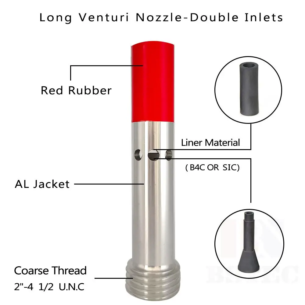 Long Venturi Nozzle Coarse Thread Double Inlets with Al Jacket