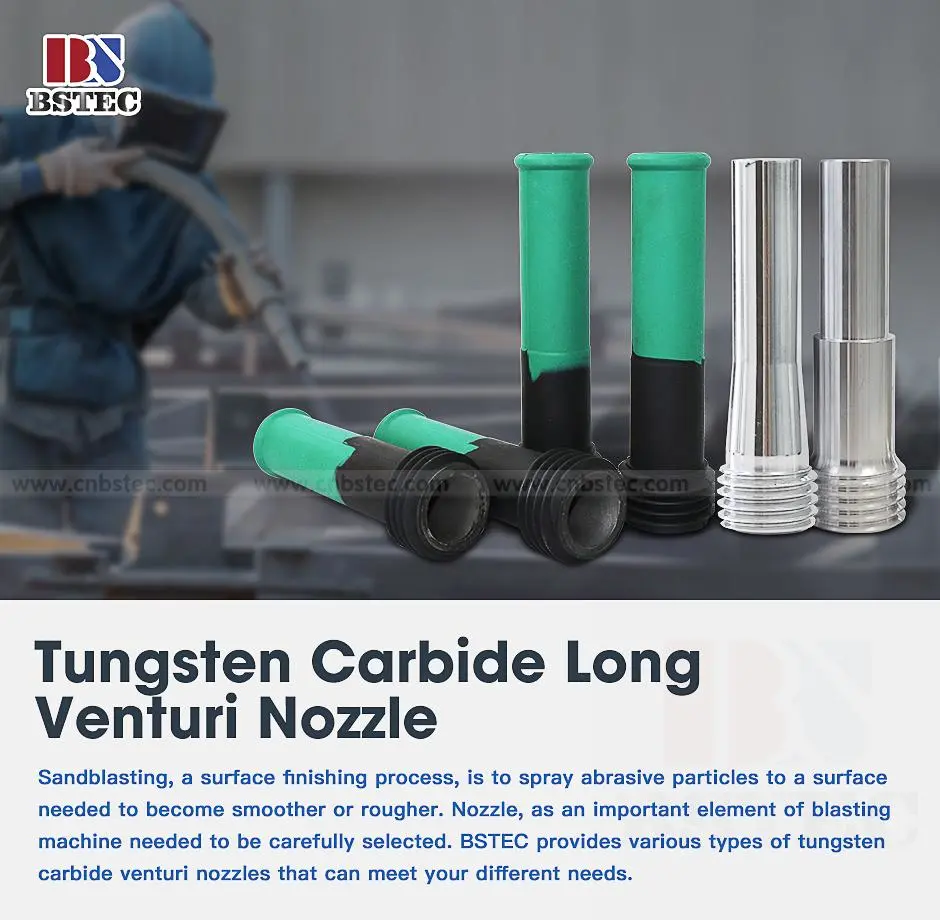 Tungsten Carbide Long Venturi Nozzle Coarse Thread with Rubber Cover