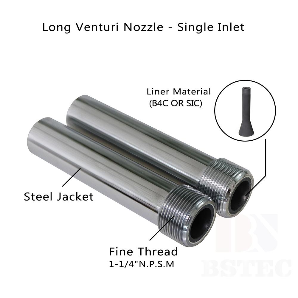 Long Venturi Nozzle Fine Thread Single Inlet with Steel Jacket