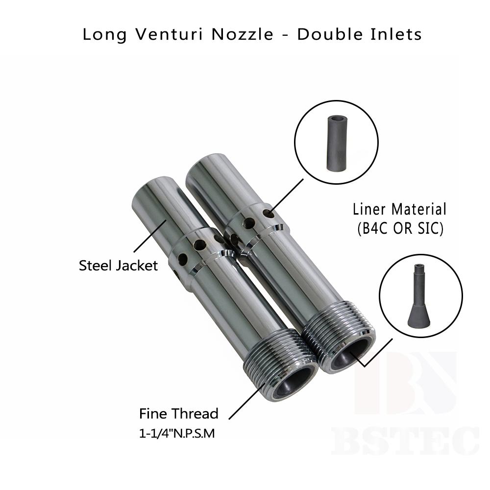 Long Venturi Nozzle Fine Thread Double Inlets with Steel Jacket