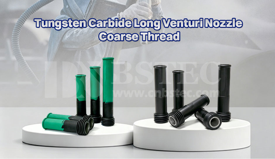 Tungsten Carbide Long Venturi Nozzle Coarse Thread with Rubber Cover Tungsten Carbide Long Venturi Nozzle Coarse Thread with Rubber Cover