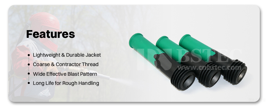 Tungsten Carbide Long Venturi Nozzle Coarse Thread with Rubber Cover Tungsten Carbide Long Venturi Nozzle Coarse Thread with Rubber Cover