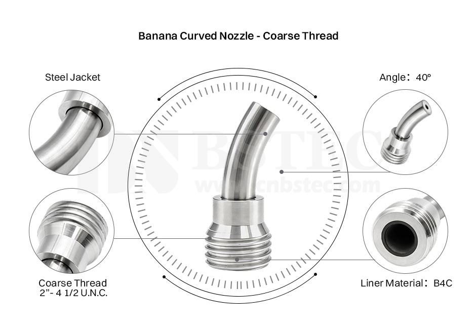 Banana Curved Nozzle Coarse Thread with Steel Jacket Banana Curved Nozzle Coarse Thread with Steel Jacket