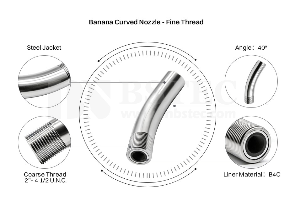 Banana Curved Nozzle Fine Thread with Steel Jacket