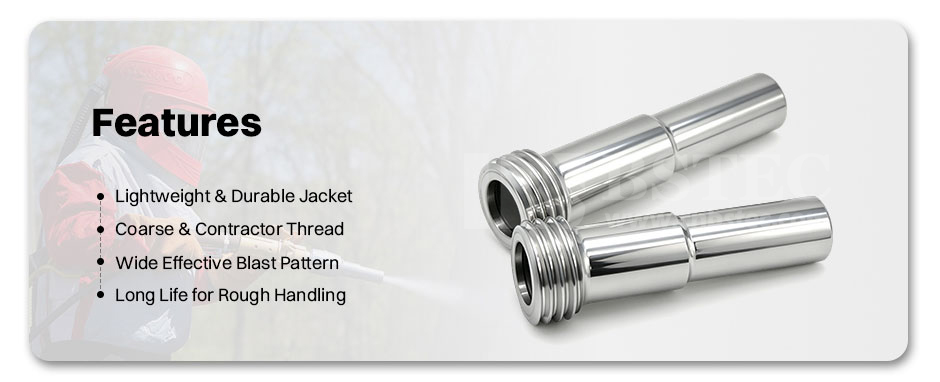 Tungsten Carbide Long Venturi Nozzle Coarse Thread with Al Jacket Tungsten Carbide Long Venturi Nozzle Coarse Thread with Al Jacket
